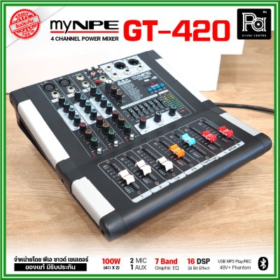 myNPE GT-420 เพาเวอร์มิกเซอร์สเตอริโอ 4 ชาแนล ขนาดเล็ก เอฟเฟคแท้ในตัว USB/Bluetooth