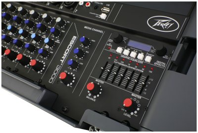 Peavey Portable PA ESCORT®3000 ตู้ลำโพงเคลื่อนที่ 10 นิ้ว 2 ทาง 150 วัตต์ พร้อมดิจิตอล มิกเซอร์ 7 ชาแนล