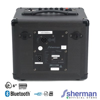 SHERMAN APS-107 ลำโพงกระเป๋าหิ้วพร้อมไมค์ลอย สีดำ