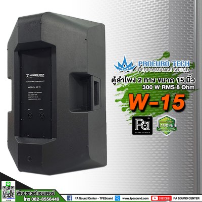 PROEUROTECH W-15 ตู้ลำโพง15" 300W 8Ohm