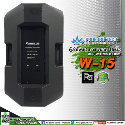 PROEUROTECH W-15 ตู้ลำโพง15" 300W 8Ohm