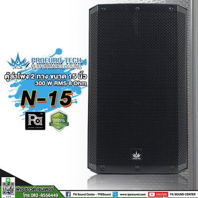 PROEUROTECH N-15 ตู้ลำโพง15" 300W 8Ohm