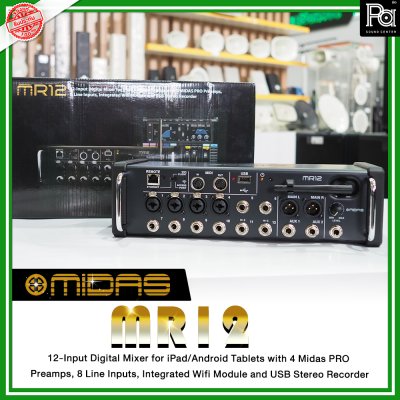 Midas MR12 ดิจิตอลมิกซ์แร็ค รองรับ 12 อินพุต 2 Aux พร้อมเสาส่ง Wifi ในตัว