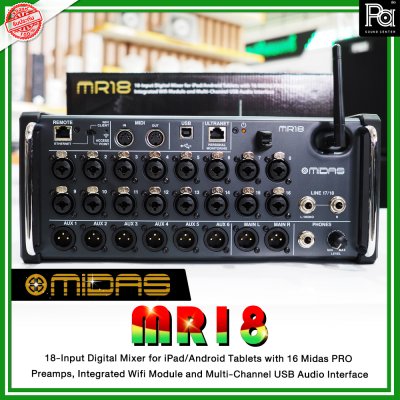 Midas MR18 มิกซ์แร็คดิจิตอล 18 อินพุต 6 Aux พร้อมเสาส่ง Wi-fi ในตัว