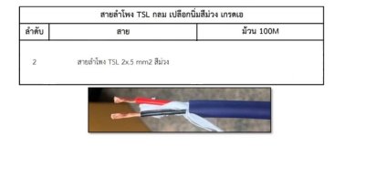 TSL สายลำโพง MAESTRO PA 2x2.5 ทองแดงแท้ สีม่วง