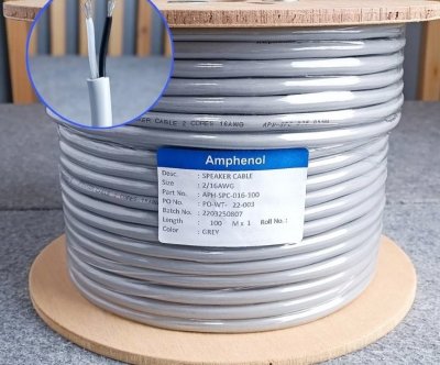 AMPHENOL-APH-SPC-016 สายลำโพงทองแดงแท้คุณภาพสูง 2 Core 16AWG,(2x1.5mm2)