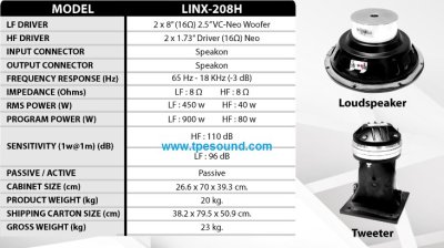 NPE LINX-208H  ตู้ลำโพงแขวนไลน์อาเรย์สองทางขนาด 8'' 2 ดอก LINE ARRAY SYSTEM