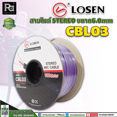 LOSEN CBL03 สายไมค์ STEREO ขนาด 6.0mm สีม่วง