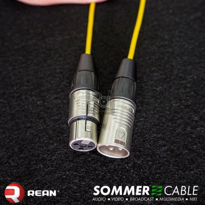 Sommer lsopod สีเหลือง สาย XLR REAN ผู้ RC3M + XLR RC3F 1 เมตร