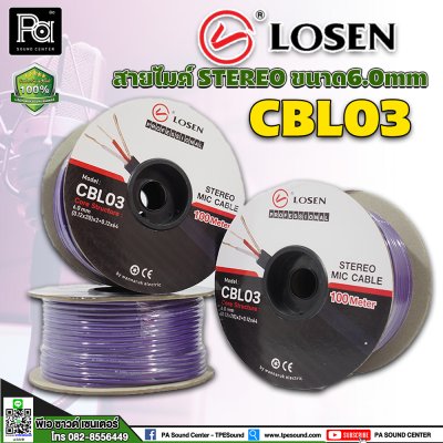 LOSEN CBL03 สายไมค์ STEREO ขนาด 6.0mm สีม่วง