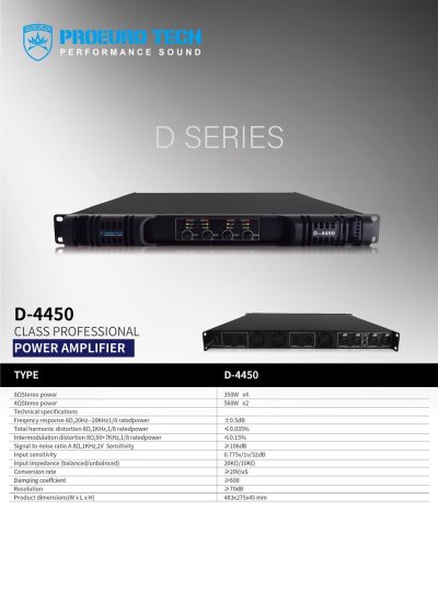 PROEURO TECH D-4450 POWER AMP