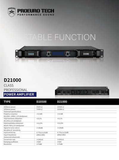 PROEURO TECH D 21000 POWER AMP