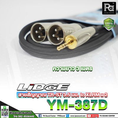 LIDGE YM-387D 3 เมตร สายสัญญาณ Minijack 3.5 มม. to XLRM x 2