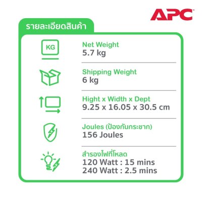 APC Easy UPS BV1000I-MST เครื่องสำรองไฟฟ้า 1000VA/600W