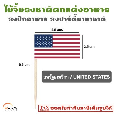 ไม้จิ้มธงชาติ ตกแต่งอาหาร ธงปักอาหาร ธงปาร์ตี้นานาชาติ