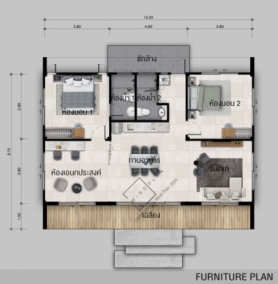 แบบบ้านMIND PLAN M-121  2 ห้องนอน 2 ห้องน้ำ แบบบ้านMIND PLAN M-121  2 ห้องนอน 2 ห้องน้ำ