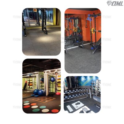 OML FR2 แผ่นยางปูรองพื้นห้องฟิตเนส EDPMแท้ 50x50 หนา 2 ซม. ปูพื้นฟิตเนสกันกระแทก ลดเสียง แผ่นยางกันกระแทกSHOPOML