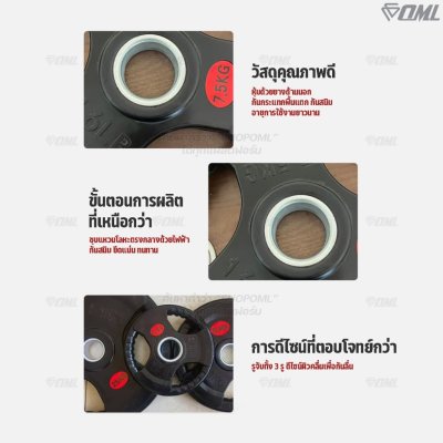 OML WP2 แผ่นน้ำหนักสามช่องจับ(รู 2 นิ้ว) ใช้กับบาร์เบลแกน 2 นิ้ว แผ่นบาร์เบลแบบมีช่องจับSHOPOML แผ่นน้ำหนักโอลิมปิค