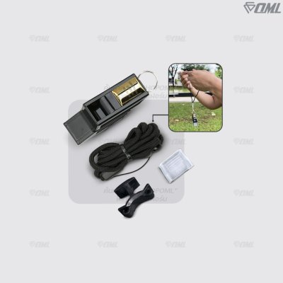 OML KJ12B ชุดนกหวีด 130 เดซิเบล ไม่มีลูกกลม พร้อมตัวล๊อคนกหวีด และสายคล้องคอ นกหวีดผู้ตัดสิน นกหวีดฟุตบอล whistle