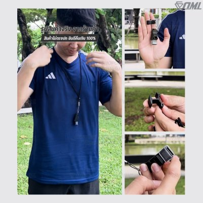 OML KJ12B ชุดนกหวีด 130 เดซิเบล ไม่มีลูกกลม พร้อมตัวล๊อคนกหวีด และสายคล้องคอ นกหวีดผู้ตัดสิน นกหวีดฟุตบอล whistle