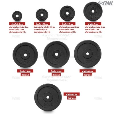 OML WP3 แผ่นน้ำหนักเหล็ก(รู 1 นิ้ว) ใช้กับบาร์เบลแกน 1 นิ้ว แผ่นน้ำหนักดัมเบลSHOPOML แผ่นน้ำหนักบาร์เบล