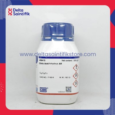 Citric Acid Anhydrous AR Meets Analytical Specification of IP, BP, USP, Ph. Eur. 500 Gram