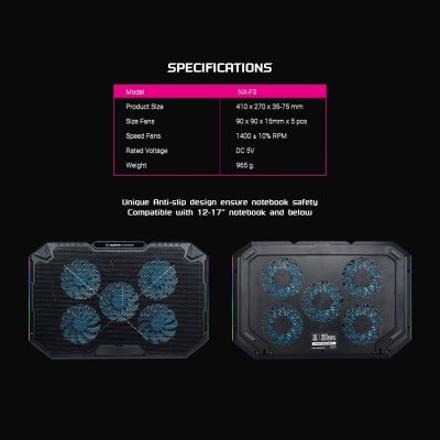 Cooler Pad (5 Fan RGB) NX-F3 ZONIX