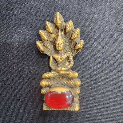 พระนาคปรกเนื้อชินทอง เม็ดพระธาตุ กรุดอยไซ