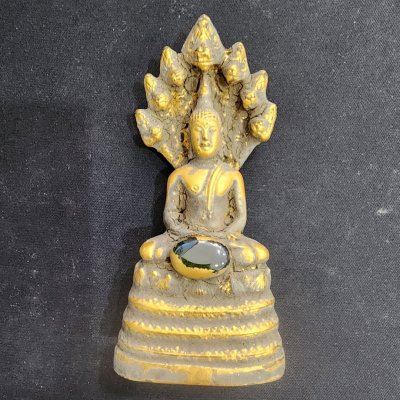 พระนาคปรกเนื้อชินทอง เม็ดพระธาตุ กรุดอยไซ