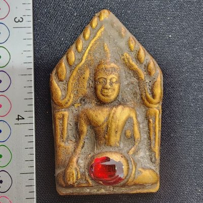พระยอดขุนพลเนื้อชินทอง เม็ดพระธาตุ กรุดอยไซ