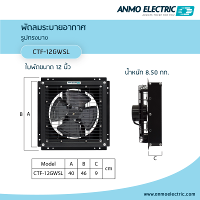 พัดลมดูดอากาศ 12" แบบตะแกรง (Turbo) รุ่น CTF-12GWSL