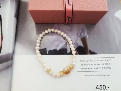 สร้อยข้อมือไข่มุกประดับหินซิทรินสีเหลืองอำพันและอะไหล่สีทอง