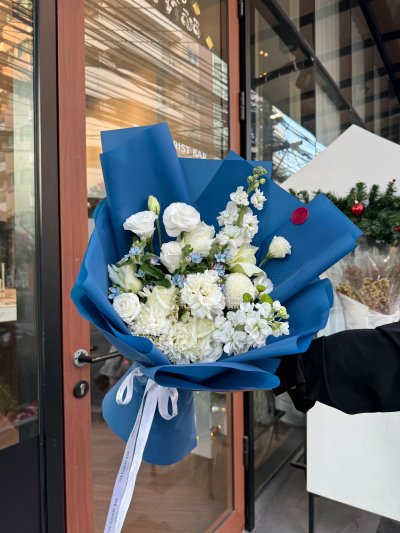 White Flower Blue Bouquet