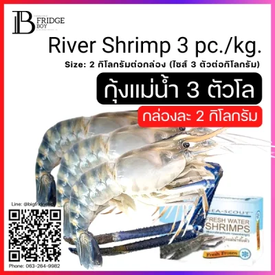 กุ้งแม่น้ำทั้งตัว 3 ตัวต่อกิโลกรัม NW 100% (River Shrimp 3 pc.kg. (NW 100%))