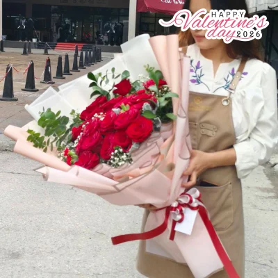 ช่อกุหลาบแดง 24 ดอก