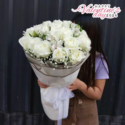 ช่อกุหลาบขาว 9 ดอก BQ