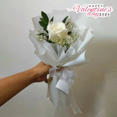 ช่อกุหลาบขาว 1 ดอก