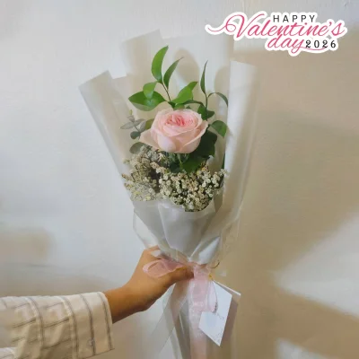 ช่อกุหลาบชมพู 1  ดอก