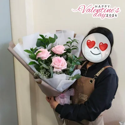 Pink Mini Heart กุหลาบชมพู 3 ดอก (ยอดฮิต)