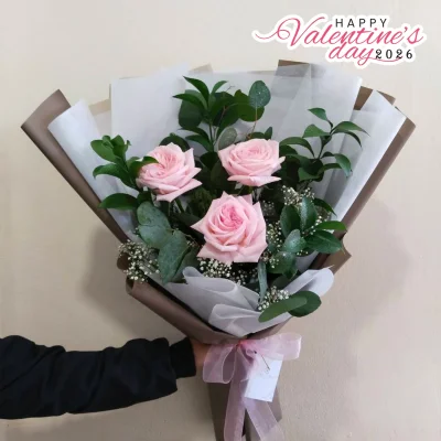 Pink Mini Heart กุหลาบชมพู 3 ดอก (ยอดฮิต)