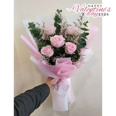 ช่อกุหลาบชมพู 5 ดอก