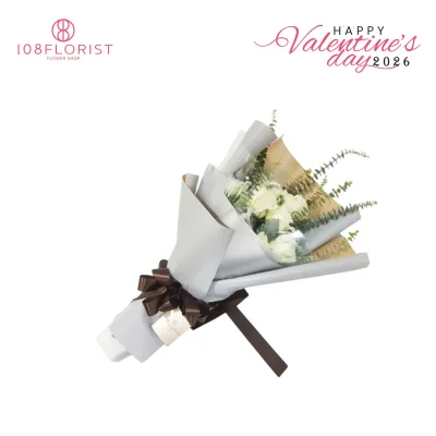 ช่อกุหลาบ 8 ดอกห่อสไตล์เรียบหรู