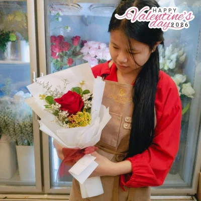 Artificial Rose ดอกกุหลาบปลอม 1 ดอก (เก็บได้นาน)