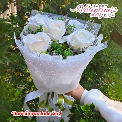 บูเก้ขาวละมุน (ดอกไม้ประดิษฐ์)