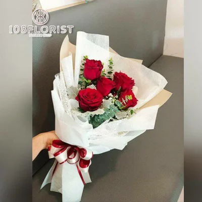 ช่อกุหลาบแดง 5 ดอก