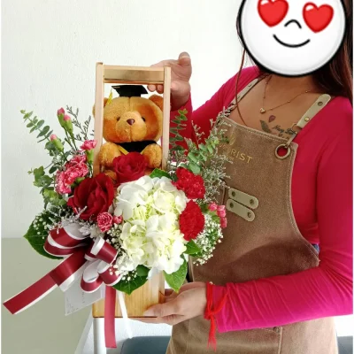 กระเช้าดอกไม้&หมี