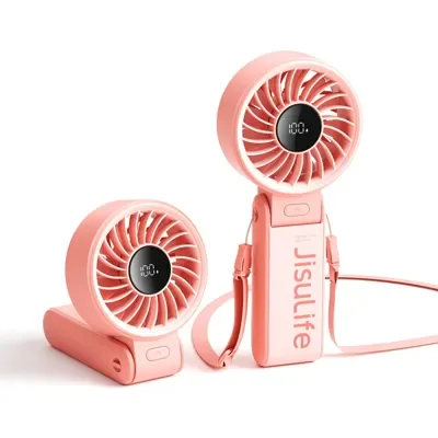 JISULIFE พัดลมพกพา รุ่น LIFE 7 สีชมพู ความจุแบตเตอรี่ 3600 mAh