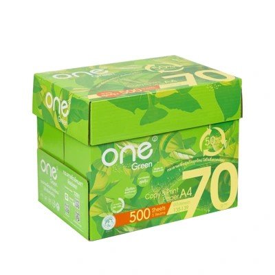 กระดาษถ่ายเอกสาร ONE GREEN 70 แกรม สีขาว ขนาด A4 (แพ็ค 5 รีม)
