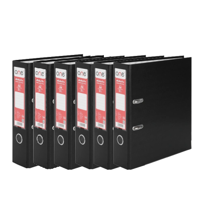 ONE แฟ้มสันกว้าง สีดำ ขนาด A4 สัน 3 นิ้ว (แพ็ค 6 เล่ม)