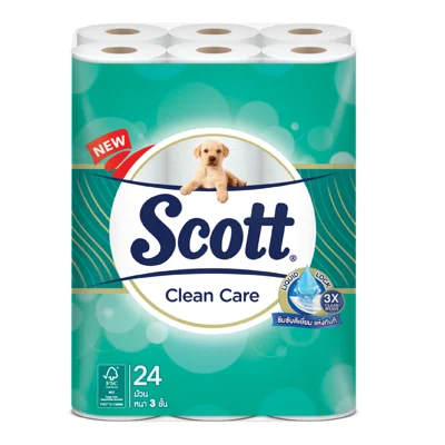SCOTT กระดาษชำระ จัมโบ้ รุ่น Clean Care (แพ็ค 24 ม้วน)